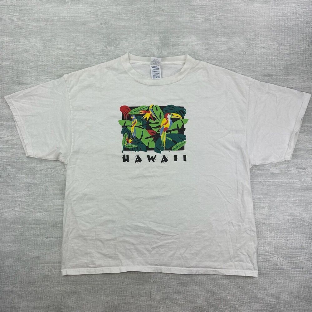 Vintage Hawaii Shirt Adult 2XL White Toucan Bird‎ Nature Tropical Rainforest